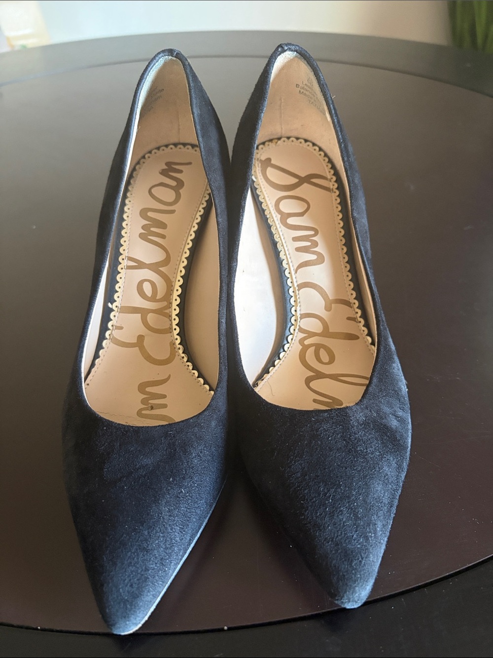 Sam Edelman Black Suede Chunky Heels - Sz 6